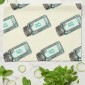 ヴィンテージメーソンキャニング瓶パターンとモノグラム キッチンタオル (折り畳み)