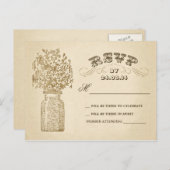 ヴィンテージメーソンジャー結婚式rsvpポストカード インビテーションポストカード (正面/裏面)