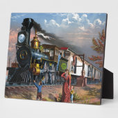 ヴィンテージメールトレイン旅行イラストレーションアート フォトプラーク (側面)