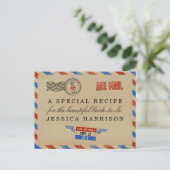 ヴィンテージメールブライダルシャワーレシピカード インビテーションポストカード (スタンド正面)