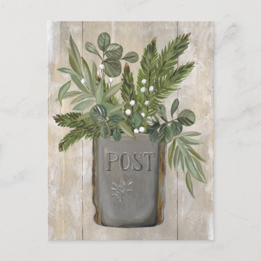 ヴィンテージメールボックスの新しいアドレス移動はがき ポストカード (正面)