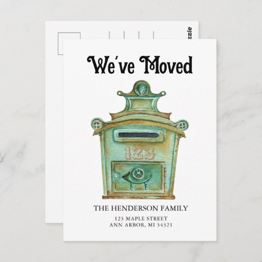 ヴィンテージメールボックスの移動案内はがき ポストカード (正面/裏面)