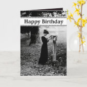 ヴィンテージメールボックスハッピーバースデーブラック カード (黄色い花)