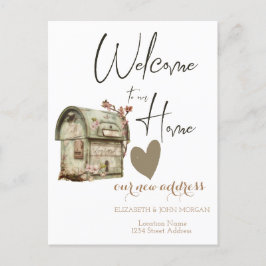 ヴィンテージメールボックス、ハートの新しいアドレス 案内ポストカード