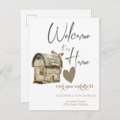 ヴィンテージメールボックス、ハートの新しいアドレス 案内ポストカード (正面/裏面)