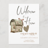 ヴィンテージメールボックス、ハートの新しいアドレス 案内ポストカード (正面)