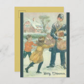 ヴィンテージメールマンクリスマスハガキ ポストカード (正面/裏面)