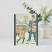 ヴィンテージメールマンクリスマスハガキ ポストカード (スタンド正面)