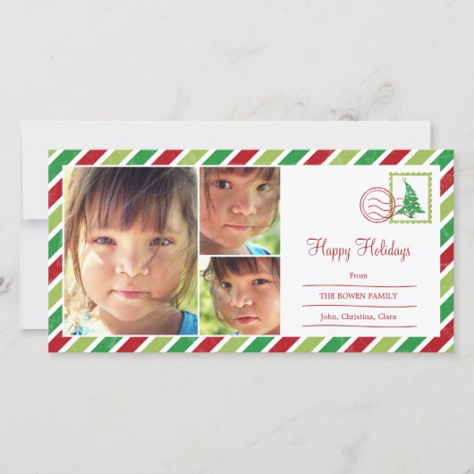 ヴィンテージメール休日のフォトカード シーズンカード (正面)