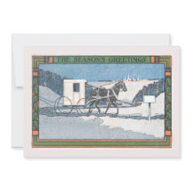 ヴィンテージメール馬と乳母車クリスマスグリーティング