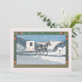 ヴィンテージメール馬と乳母車クリスマスグリーティング シーズンカード (スタンド正面)