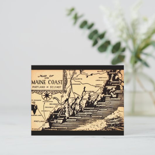 ヴィンテージメーンコースト地図はがき ポストカード (スタンド正面)