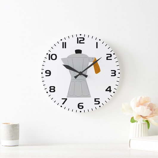 ヴィンテージモカポットコーヒーメーカーレトロエスプレッソ ラージ壁時計