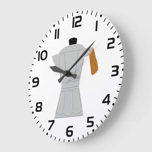 ヴィンテージモカポットコーヒーメーカーレトロエスプレッソ ラージ壁時計 (傾斜)