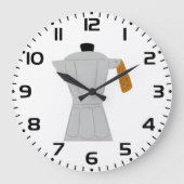 ヴィンテージモカポットコーヒーメーカーレトロエスプレッソ ラージ壁時計 (正面)