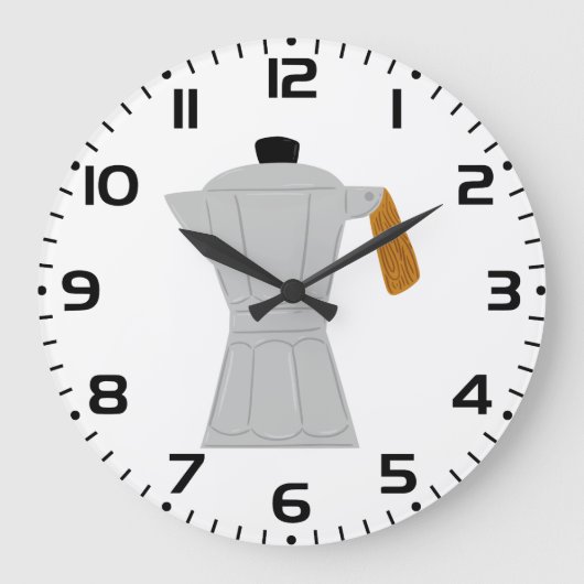 ヴィンテージモカポットコーヒーメーカーレトロエスプレッソ ラージ壁時計 (正面)