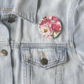 ヴィンテージモクレンの木の花ピンクの庭の花 缶バッジ (インサイチュ)