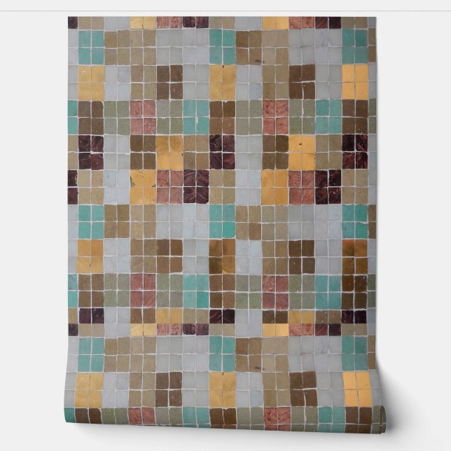 ヴィンテージモザイクタイル 壁紙 (ほどく)
