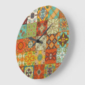 ヴィンテージモザイクタラベラオーナメント ラージ壁時計 (傾斜)