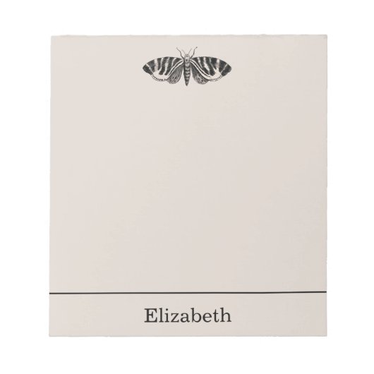 ヴィンテージモスイラストレーションブラックアンドバフ ノートパッド (正面)