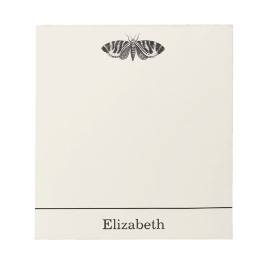 ヴィンテージモスイラストレーションブラックベージュパーソナライズされた ノートパッド (正面)