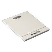 ヴィンテージモスイラストレーションブラックベージュパーソナライズされた ノートパッド (アングル)