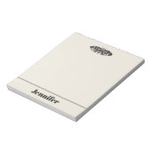 ヴィンテージモスイラストレーションブラックベージュパーソナライズされた ノートパッド (回転)