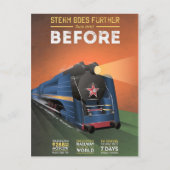 ヴィンテージモスクワ葉書き蒸気機関車 ポストカード (正面)