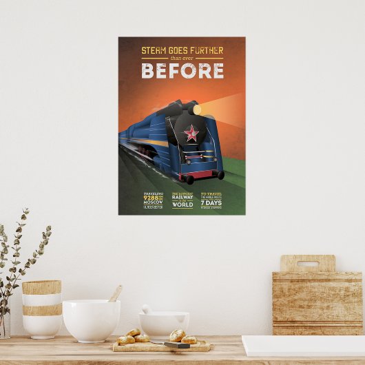 ヴィンテージモスクワ蒸気機関車ポスター ポスター (キッチン)