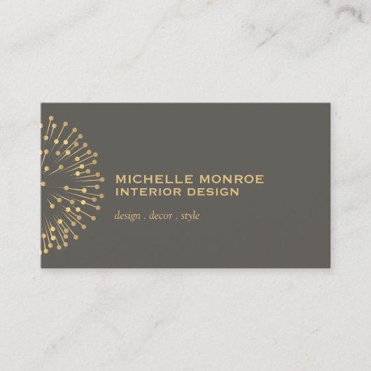 ヴィンテージモダニストスターバストインテリアデザイナーグレー 名刺 (正面)