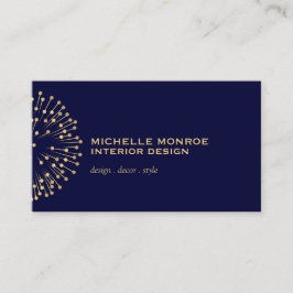 ヴィンテージモダニストスターバストインテリアデザイナーネイビー 名刺