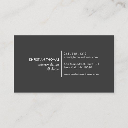 ヴィンテージモダニスト金ゴールドスプートニクインテリアデザイナー 名刺 (裏面)