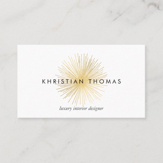 ヴィンテージモダニストLuxe金ゴールドSputnik Designer 名刺 (正面)