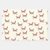 ヴィンテージモダンかわいいキツネパターンアイボリー、赤、黒 ラッピングペーパーシート (正面3)