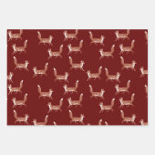 ヴィンテージモダンかわいいキツネパターンアイボリー、赤、黒 ラッピングペーパーシート (正面2)