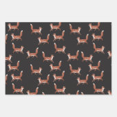 ヴィンテージモダンかわいいキツネパターンアイボリー、赤、黒 ラッピングペーパーシート (正面)
