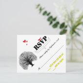 ヴィンテージモダンかわいいスワールツリーウェディングRSVP 出欠カード (スタンド正面)