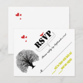 ヴィンテージモダンかわいいスワールツリーウェディングRSVP 出欠カード (正面/裏面)