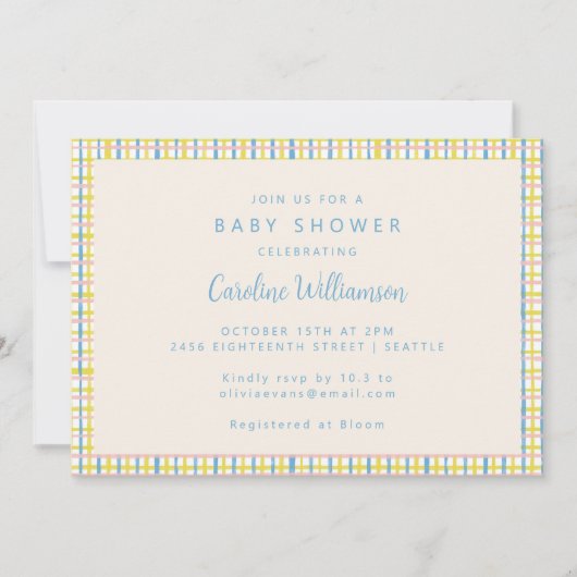 ヴィンテージモダンかわいいパステルプライド赤ちゃんシャワー 招待状 (正面)