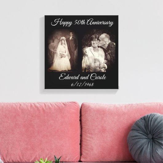 ヴィンテージモダンと結婚の写真50周年記念 キャンバスプリント (インサイチュ (リビング))