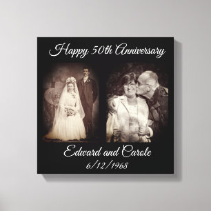 ヴィンテージモダンと結婚の写真50周年記念 キャンバスプリント