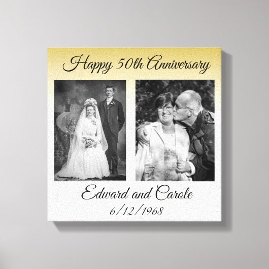 ヴィンテージモダンと結婚の写真50周年記念 キャンバスプリント (正面)