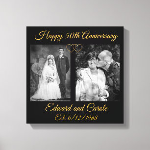 ヴィンテージモダンと結婚の写真50周年記念 キャンバスプリント