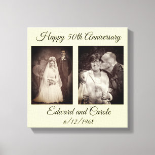 ヴィンテージモダンと結婚の写真50周年記念 キャンバスプリント