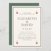 ヴィンテージモダンのカーシンプルド結婚ハート 招待状