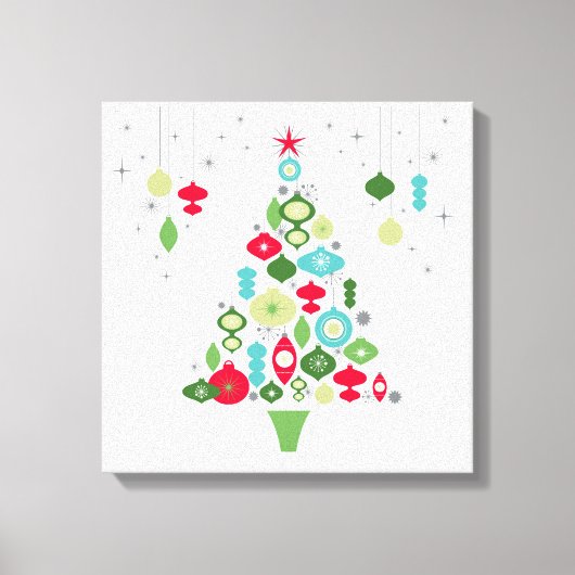ヴィンテージモダンのクリスマスツリー キャンバスプリント (正面)