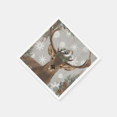 ヴィンテージモダンの素朴な冬鹿 スタンダードカクテルナプキン (角)