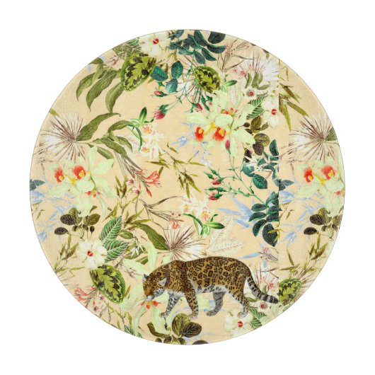 ヴィンテージモダンの花ジャングル熱帯地方 カッティングボード (正面)