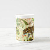 ヴィンテージモダンの花ジャングル熱帯地方 ボーンチャイナマグカップ (正面)