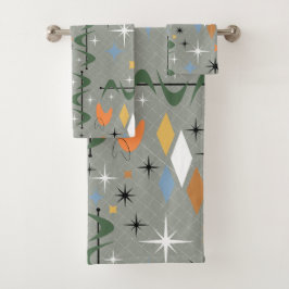 ヴィンテージモダンの象徴的な胃スターバスト灰色の線 バスタオルセット